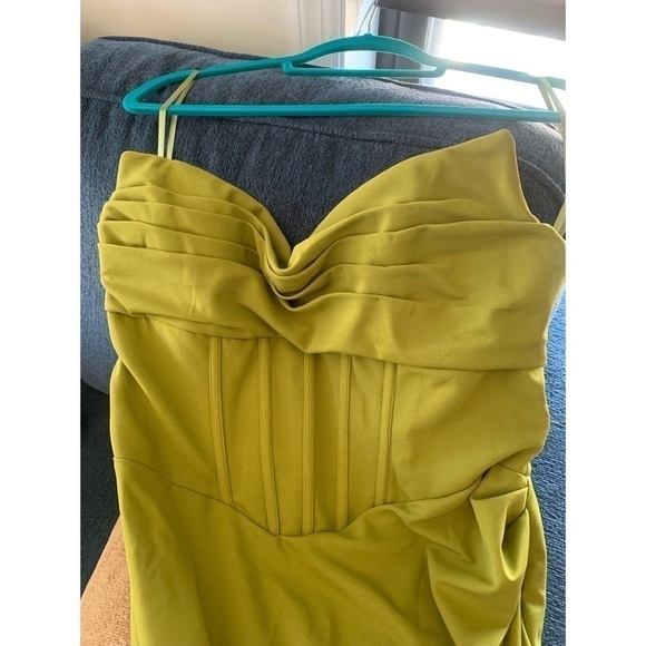 Vipgirl Olive Green Strapless Slit Corset Evening Gown Long Maxi Dress Size XL - Picture 5 of 12